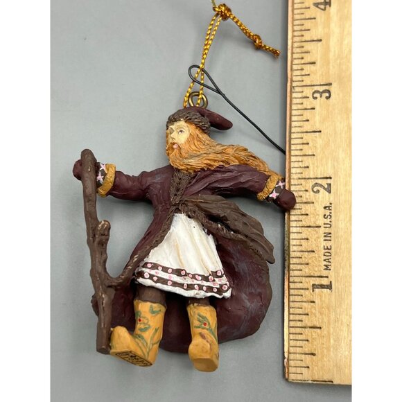 90's Vtg 2 Handcrafted Wizard & Witch Ornaments 3" Set Rodriguez & Duncan Resin - Picture 4 of 16